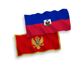 Flags of Montenegro and Republic of Haiti on a white background