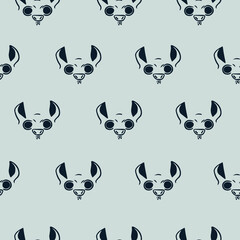 Seamless pattern with bat faces. Cute background for textile, fabric, stationery, clothes, socks, wrapping paper, clothes, web and other designs.