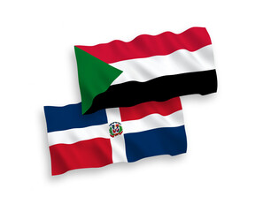Flags of Dominican Republic and Sudan on a white background