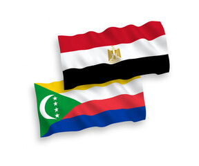 Flags of Union of the Comoros and Egypt on a white background
