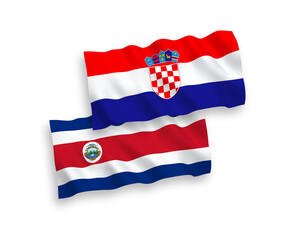 Naklejka premium Flags of Republic of Costa Rica and Croatia on a white background
