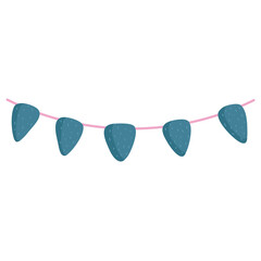 sweet simple design Party bunting. Flat flags for birthday background. Colored garland decoration on celebration banner. ornament hanging on rope. Carnival flags isolated. vector illustration