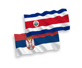 Flags of Republic of Costa Rica and Serbia on a white background