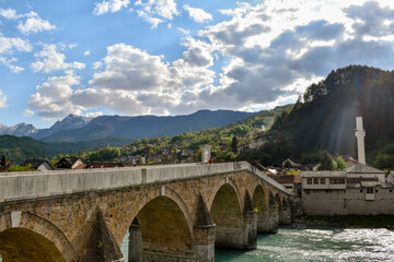 Konjic Neretva river and old bridge in konjic Bosnia And Hezegovina