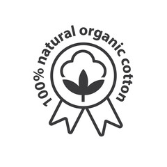 Label for certified organic cotton, icon.