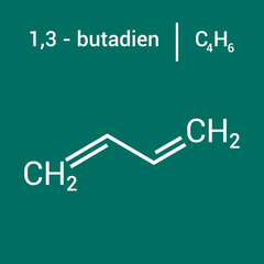 chemical structure of 1,3 - butadiene (C4H6)