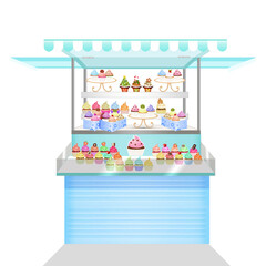illustration of cupcakes kiosk