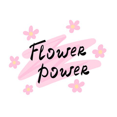 Flower power. Hippie. Vector Illustration for printing, backgrounds, covers, packaging, greeting cards, posters, stickers, textile and seasonal design. Isolated on white background.