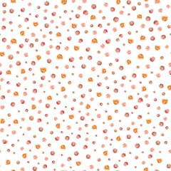 Seamless watercolor abstract pattern with beige circles on white background for textile and surface design