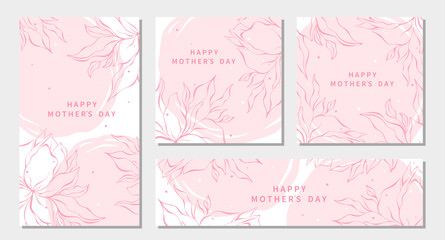 Mother's Day greeting cards with beautiful flowers in pastel colors. Vector illustration design for banner, poster and social media