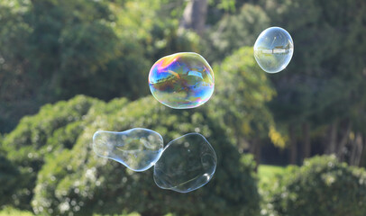 bubble blower on blue sky background