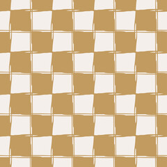 Checkered monochrome seamless pattern. Original chessboard background. Textile, fabric, curtains, tablecloths, bedspreads or clothes. Vector illustration. - 502757537