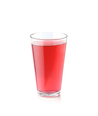 Strawberry juice in glass isolated on white background.