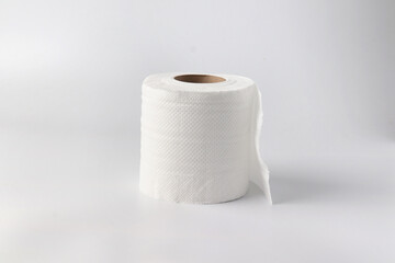 Rolls of toilet paper on light gray background.