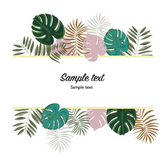 Trendy tropical leaves monstera leaves. Decorative beautiful green illustration banner design illustration