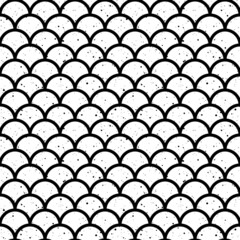Fish scales black and white seamless pattern