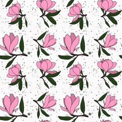 seamless pattern with magnolia 