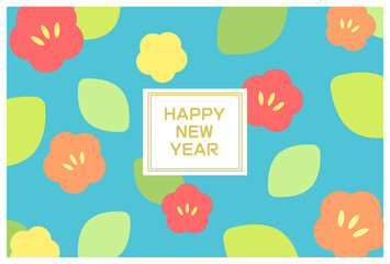 年賀状　ランダム花模様
