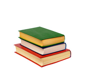 Books. Stack of books isolated on white background. Three books. Knowledge Day. Paper product. Polygraphy.