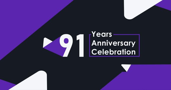 91 year's anniversary celebration modern animation design