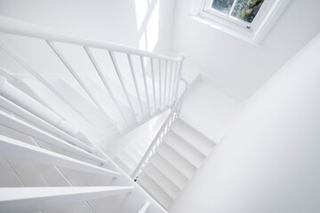 clean white staircase