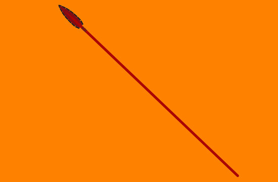 Wooden Spear With An Obsidian Blade On The Tip