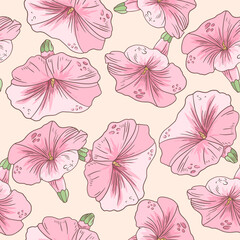 Floral Pastel Hand Drawn Seamless Pattern Background