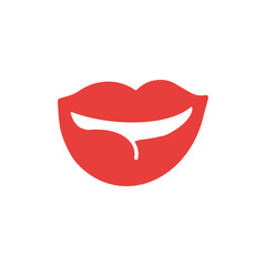 Sexy Female Lips with Matt Red Lipstick.  Woman Mouth. 