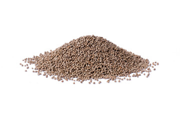 Pile of perilla flutescens seeds isolated on white background
