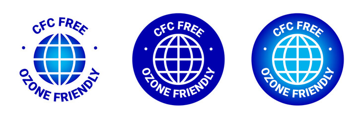 CFC Free, ozone friendly vector round icon badge - obrazy, fototapety, plakaty