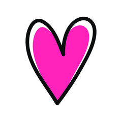 Pink heart vector isolated on white background. Heart icon in a flat design. Doodle heart.