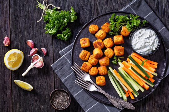 Bean Veggies Gnocchi With Vegetable Sticks And Dip