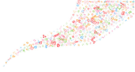 Colorful vector background made from Tamil alphabets, scripts, letters or characters in flat style.