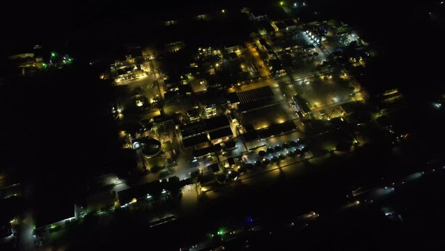 Great Night Aerial View of Kala Shah Kako Punjab Lahore Pakistan at Night, drone footage,