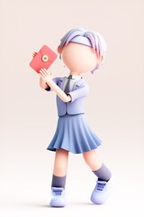 3D rendering of cute girl