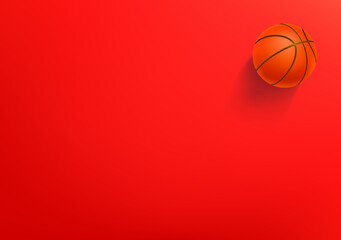 Vector wallpaper with basketball ball. 3d vector background with copy space