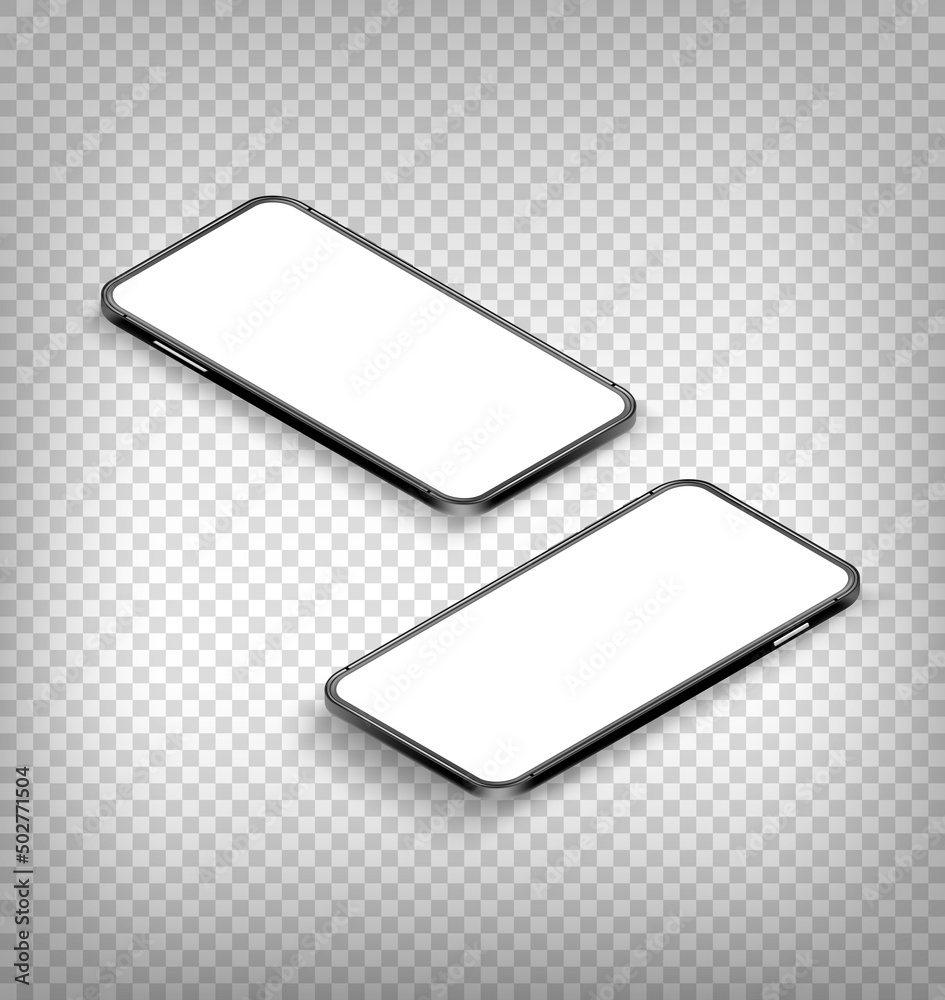 Aufkleber modern phone with blank screen vector mockup isolated on transparent