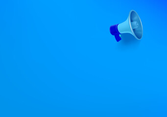 Vector wallpaper with blue loudspeaker, 3d vector background with copy space