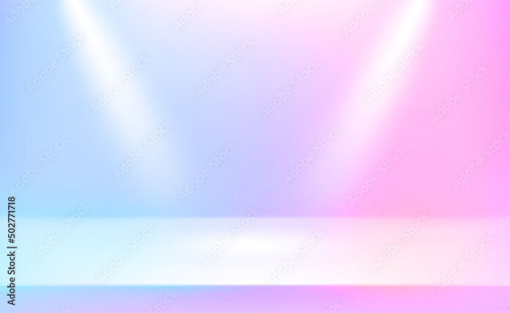 Poster vivid show case with spotlights. 3d style vector