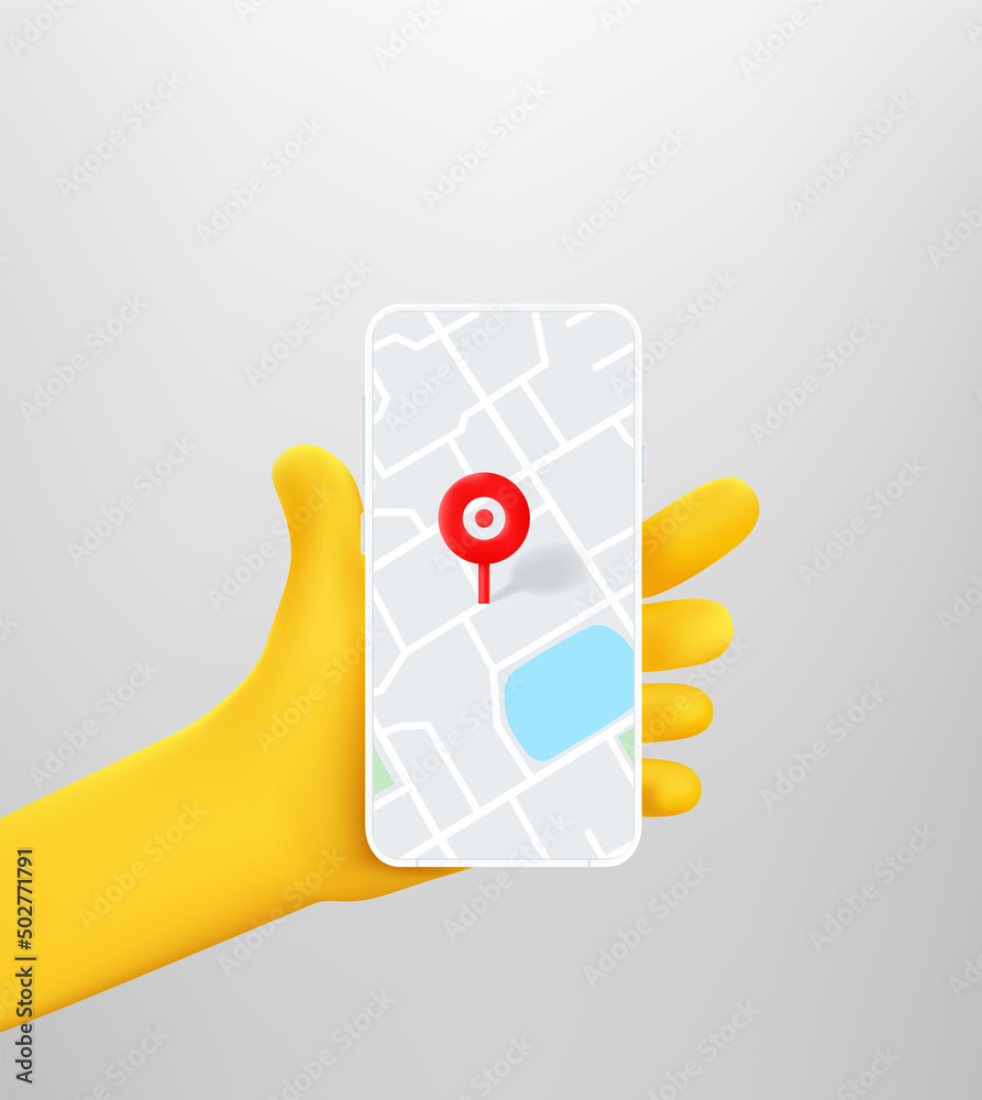 Aufkleber hand holding smartphone with navigation app on the screen