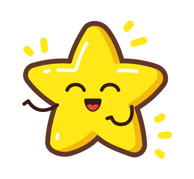 Cartoon happy star character. Vector illustration