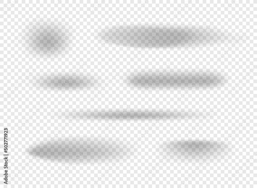 Aufkleber Realistic Circle Shadows set on transparent background. Shadow overlay vector mesh design