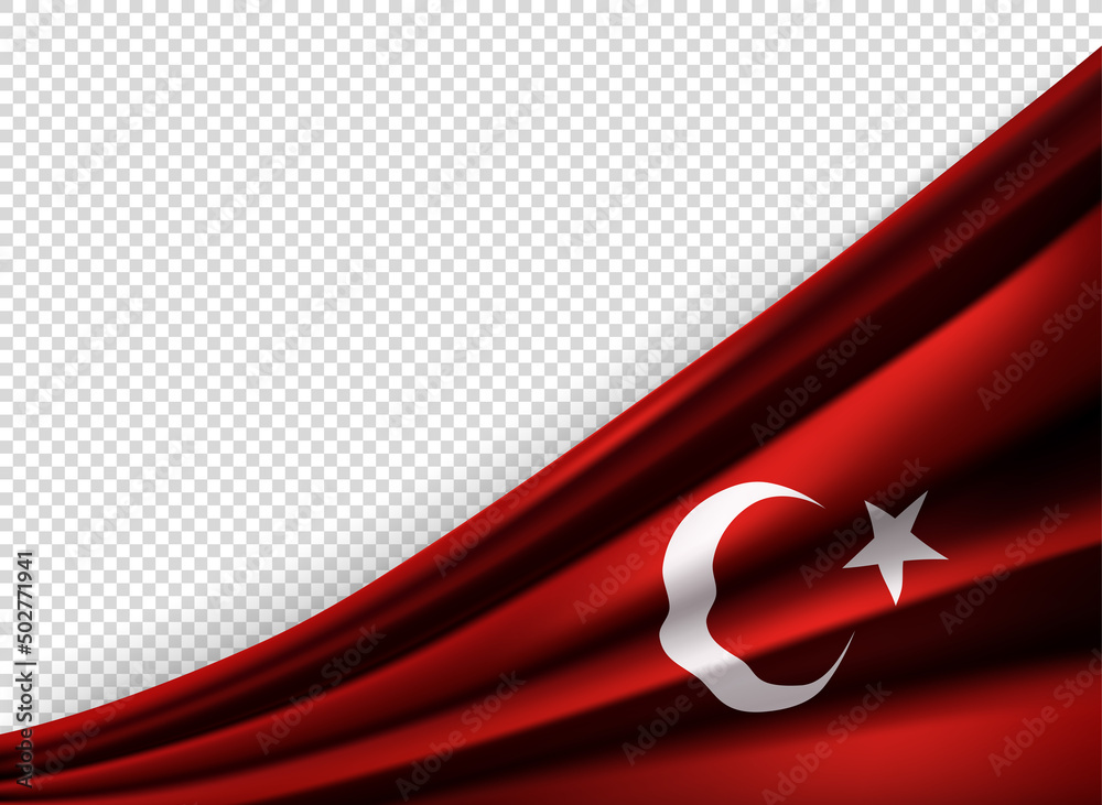 Aufkleber Folded flag of Turkey. 3d vector banner with copy space