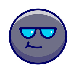 Cartoon emoticon with sunglasses. Vector illustration