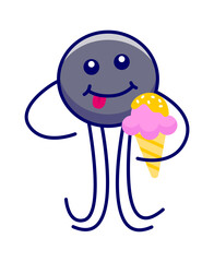 Cartoon spider with ice-cream. Vector illustration