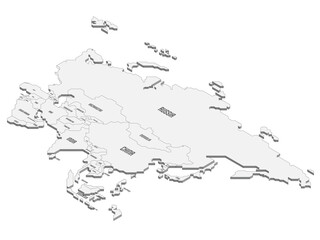 Isometric political map of Asia