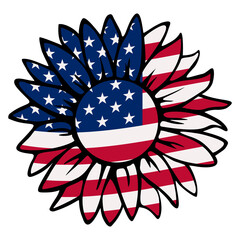 America Patriotic Design. 4th of July Patriotic Symbols Sunflower . Independence day symbol with US Flag. Vector
