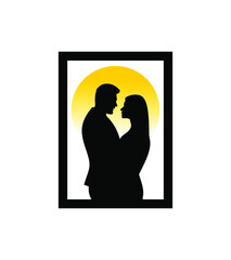 silhouette of a love couple vector stock illustration