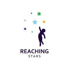 A logo to reach the stars or a logo to reach a dream or goal. Logo using concept design vector illustration template.