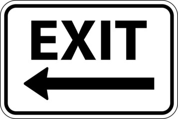 Exit Left Arrow Sign On White Background